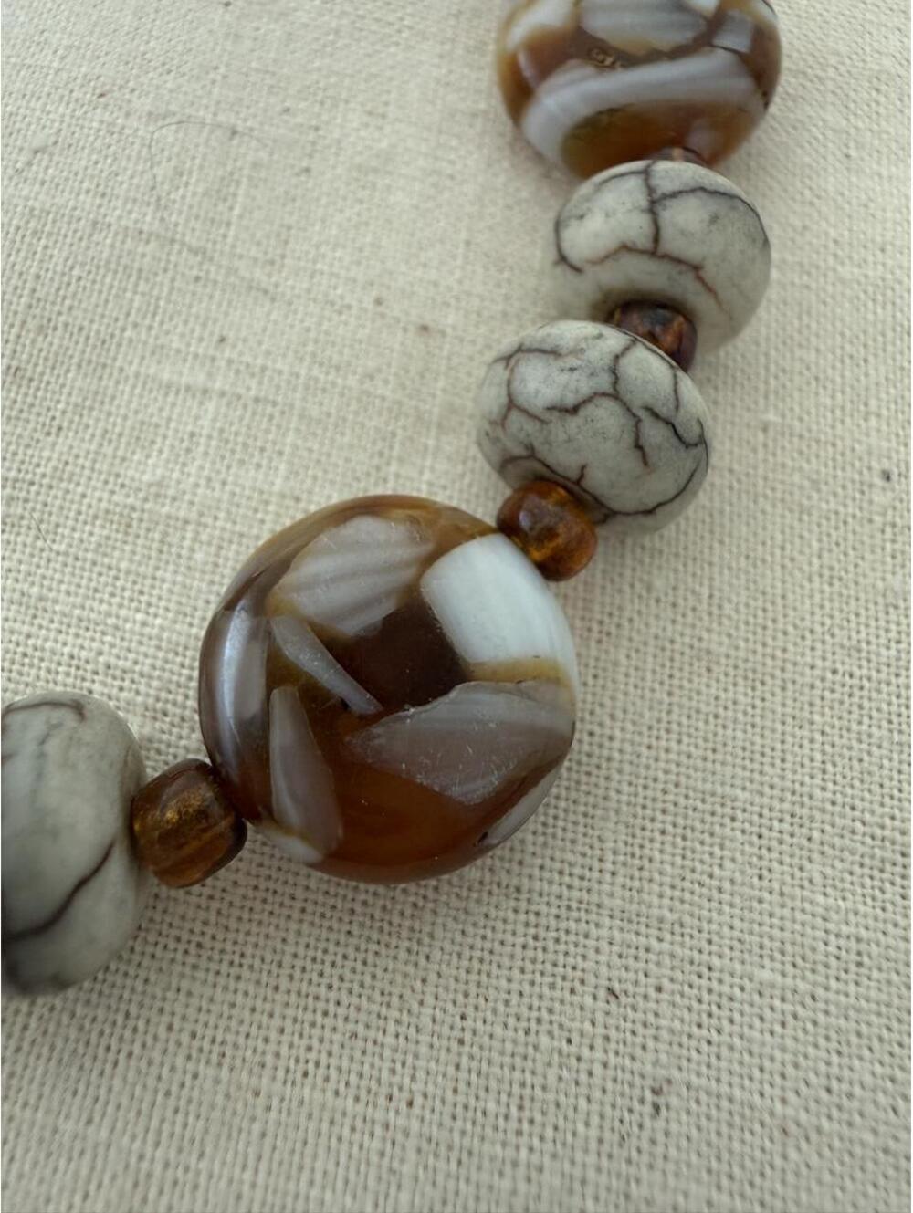 Brown Mosaic Bead Cross Bracelet Toggle Clasp - Picture 3 of 4
